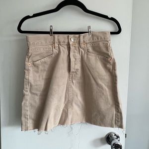 MANGO mini beige denim skirt